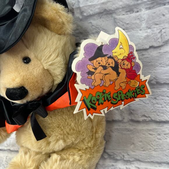 Vintage Kookie Spookies Witch Teddy Bear Stuffed Plush 13" Tan Tags Commonwealth - Picture 2 of 6